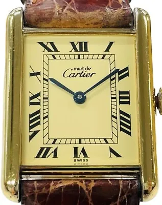 Cartier Must De Tank Vermeil 590005 Gold Dial Watch 22mm Women Watch A94 • $1449.99