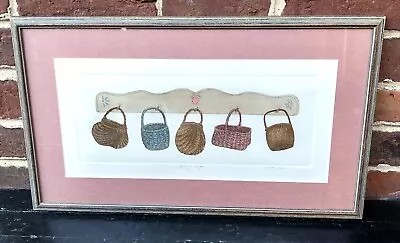 Martha Hinson Sogned Orig. Limited Ed. Lithograph “Hang Ups” Country Baskets • $59.99