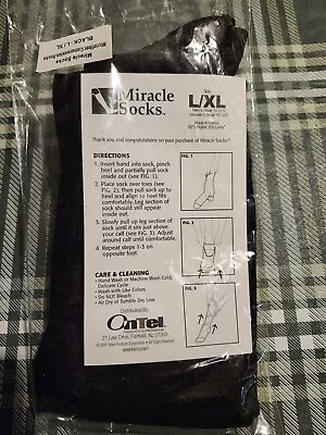 MIRACLE SOCKS ~ Microfiber Compression ~BLACK ~Size L/XL~ New! • $5