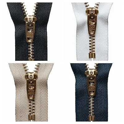 £2.99 • Buy YKK Brass Jeans Zip Semi-Auto Lock Slider Trousers Assorted Colour Length Zipper