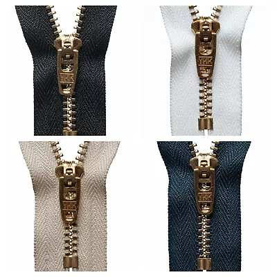 YKK Brass Jeans Zip Semi-Auto Lock Slider Trousers Assorted Colour Length Zipper • £4.20