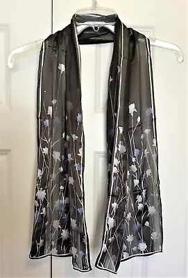 Anne Klein Womens Scarf Black Gray Blue Floral Striped Design 11 /52  • $12.50