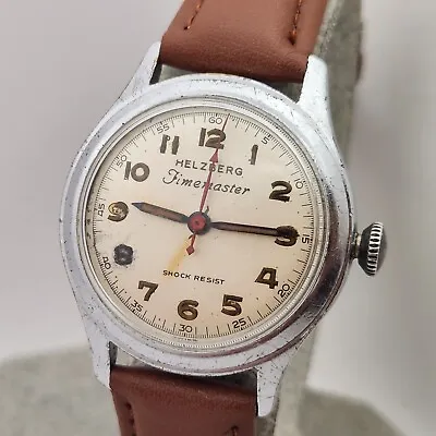 $139 • Buy Vintage Helzberg Timemaster By LACO Men's Manual Winding Military Watch 1940s