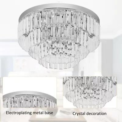 Round Crystal Ceiling Lamp 7 Lights Chandelier Mounted Fixture For Living Room D • £79.99