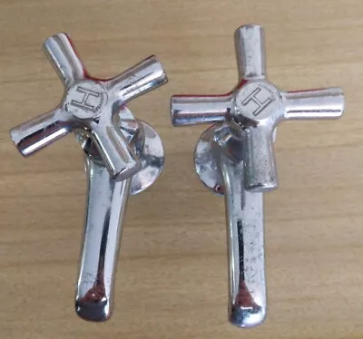 [2] Vintage Nickel Plated Brass Hot Water Faucets By SPEAKMAN Good Condition  • $78