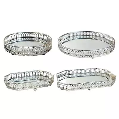 Elegant Mirrored Decorative Tray Mirror Tray Metal Makeup Tray Ornate Decorative • £11.50