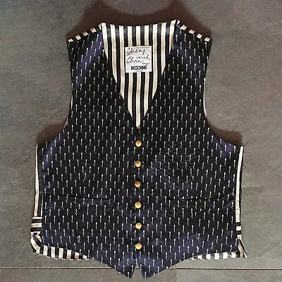 MOSCHINO CHEAP And CHIC Silk Vest Sperm Pattern Size 50 Navy Blue • $499.99