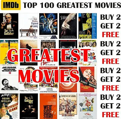 IMDb Top 100 Greatest Ever Movies Posters A4 A3 Size BUY 2 GET 2 FREE (pt14) • £3.99