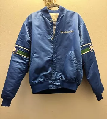 Vintage 80’s Starter Seattle Seahawks NFL Satin Bomber Jacket L RARE • $120