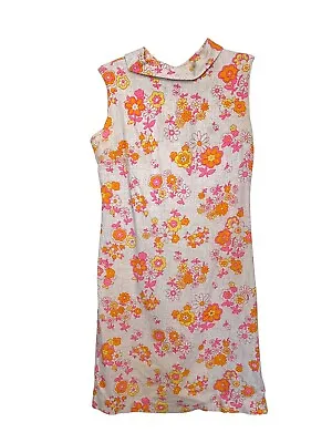 Vintage 1960s Womens Sleeveless Dress MOD Floral Print Sz Small 60s • $31.49