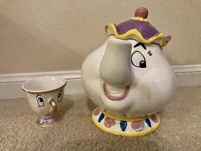Walt Disney Beauty And The Beast Mrs Potts & Chip Ceramic Cookie Jar • $69.99