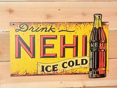 Vintage Style Drink NEHI Ice Cold Soda Mancave Bar Collectible Soda Metal Sign  • $27.77
