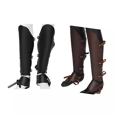 Retro Style Medieval Greaves Boots Shoes Cover Wraps Leg Guards Reusable PU For • £17.56