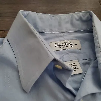 Brooks Brothers Button Up Shirt Men's 15.5 33 Medium Blue Shirt Cotton Italy • $18.99