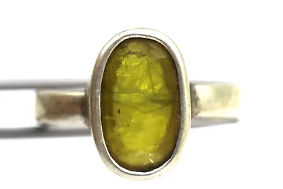 Men's BIG SZ:11.25 US Yellow Sapphire Natural Gemstone Solid Silver Ring Vintage • $116.45