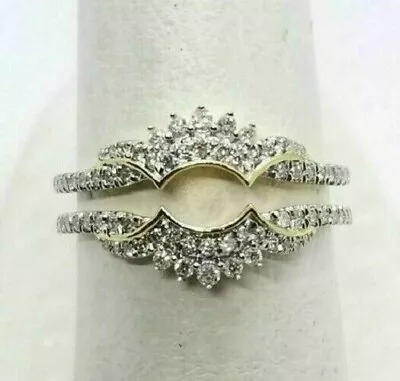 Enhancer Guard Wrap Ring 2Ct Round Real Moissanite 14K Yellow Gold Plated • $119.99