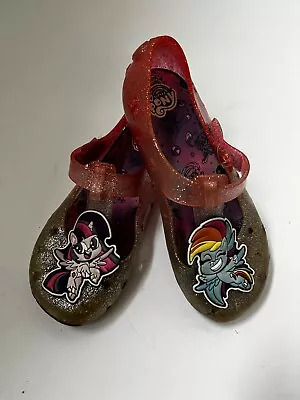 My Little Pony Jelly Shoes Water Sandals Ombre Pink And Silver Glitter Size 12 • $9.97