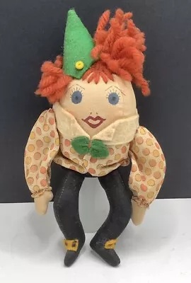  Humpty Dumpty Stuffed Doll Cloth & Yarn Vintage Hand-sewn 5” • $13.99
