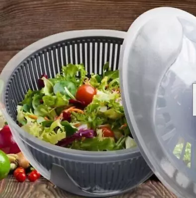 5l -large Salad Spinner Vegetable Veg Leaf Dryer Drainer Colander Plastic Bowl • £11.39