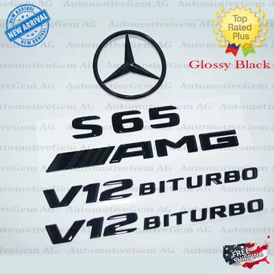 S65 SEDAN AMG V12 BITURBO Rear Star Emblem Black Badge Logo Combo Mercedes W221 • $46.91