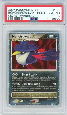 $0.99 • Buy 2007 Pokemon PSA 8 Honchkrow Lv. X - 132/132 D&P Secret Wonders NM-MT