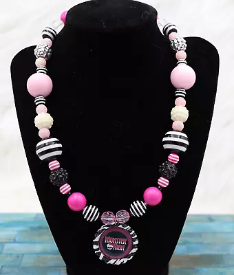 Handmade Pink And Black Bubblegum Bead Monster High Necklace • $25