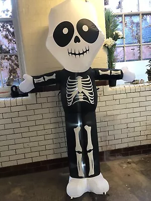 8ft Inflatable Halloween Grim Reaper Skeleton Blow-Up Display LED Lights - Used • £25.95