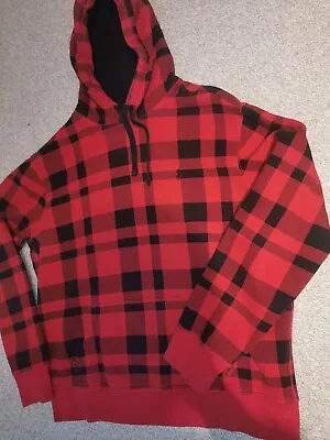 Polo Ralph Lauren Red Black Plaid Tartan Hoodie/Sweater Tracksuit Jacket Large 8 • £30
