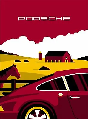 Porsche Graphic Art Picture Motor Racing Vintage Poster • £24.99