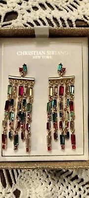 Christian Siriano Earrings Chandelier Dangle Multi Color Reds Golds Greens   • $12.50