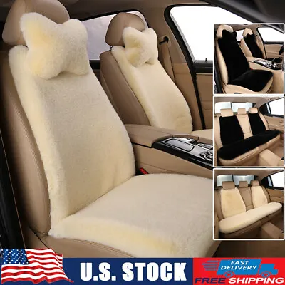 Fluffy Wool Auto Seat Cushions Pad Comfort Faux Sheepskin Car Seat Covers Trucks • $52.48