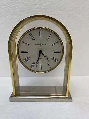 Vintage Howard Miller Mantle Clock Brass Carriage W Quartz Movement - Works • $34.99