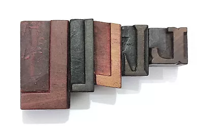 Vintage Letterpress Letter  L  5 Pcs Wood Type Printers Block Collection#BL-1006 • $60.08