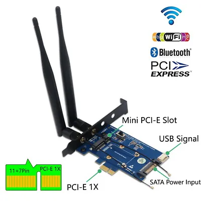 Mini PCI-E To PCI-E 1x Adapter With SIM Card Slot For WiFi And 3G/4G/LTE Card • $24.92