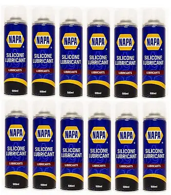 £33.99 • Buy 12x NAPA Silicone Lubricant Aerosol Spray Grease Can Water Resistant 500ml