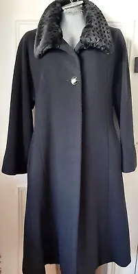 Classic Maxi Coat Wool Angora Full Ankle Length Vintage Size 14 Trench Duster • £85