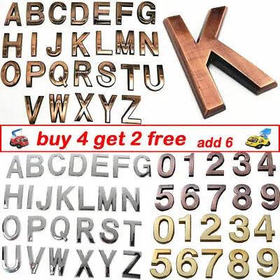 Self-Adhesive 3D A-Z Letters Numbers Stickers Door House Mailbox Plaques Sign • £3.23