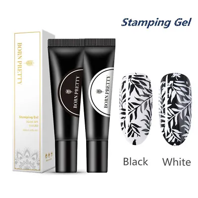 2pcs/set BORN PRETTY Black White Stamping Gel Nail Art Stamp Plate UV Gel Polish • $6.80