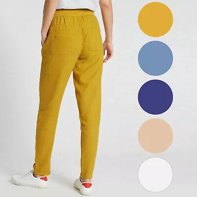 Ex M&S Straight Leg Linen Rich Trousers Elasticated Waist Various Colours - 2 • £13.95