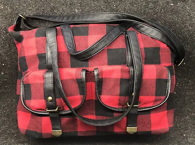 Mossimo Supply Co Duffle Bag Knit Red Black Geometric Pattern Weekender Bag • $19.99
