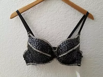 IHeartRaves EDC Black Silver Sequin Club Rave Dance Bra Small 34A 32B 34B 32C  • $27.99