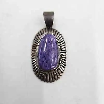 Vintage Native American Melvin Francis Sterling Silver Charoite Pendant. • $110