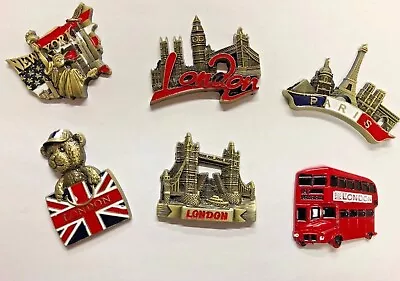 Metal Fridge Magnet Souvenir Gift London Paris New York 6 Magnets • £5.99