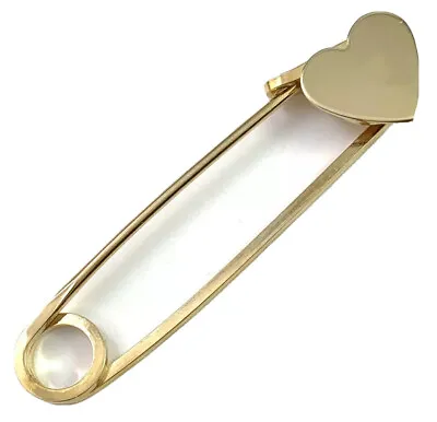 Vintage Heart Safety Pin Gold Tone Metal Fashion Jewelry • $15.99