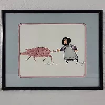 P Buckley Moss Limited Ed Print Amish Girl And Pig Signed 125/1000 Matted Framed • $75