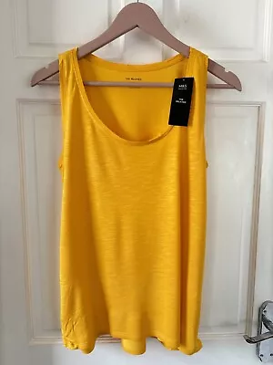 New Marks And Spencer Size 10 Mustard Ochre Yellow Vest Tank Top Relaxed Fit  • £6.89