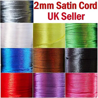 £1.99 • Buy Satin Cord 2mm Rattail Knotting Thread 10m 30m 50m Sewing Craft Bracelet Making