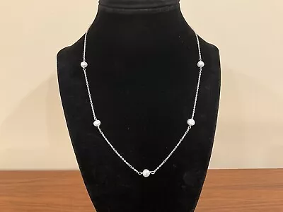 Vintage 925 India White Freshwater Pearl Chain 18” Necklace 3.33 Gr #37 • $14.99