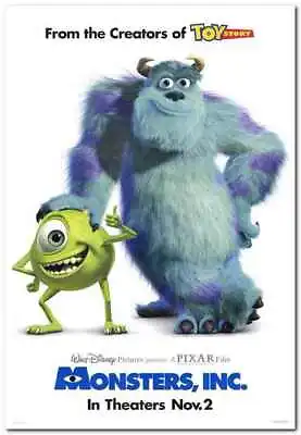 MONSTERS INC. - 2001 - Original 27x40 Movie Poster - DISNEY - John Goodman • $59.99