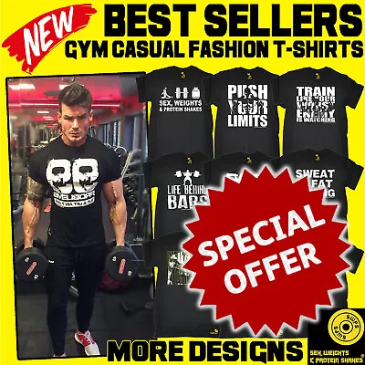 Gym Bodybuilding T Shirt Fitness Training Workout Funny  Body Building T-shirts • £14.95